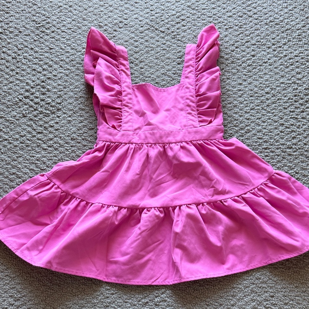 SHEIN Bright Pink Ruffle Tiered Sundress for Girls